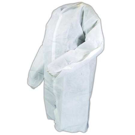 Magid Disposable Lab Coat, SmsSMS, Snaps Closure, White, L C8-L